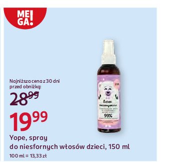 Spray do niesfornych włosów dzieci Yope promocja w Rossmann