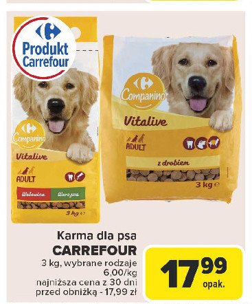 Karma dla psa drób ryż CARREFOUR COMPANINO promocja w Carrefour