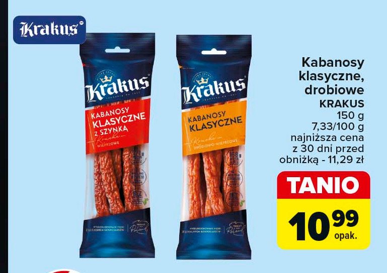 Kabanosy wieprzowo-drobiowe Krakus animex promocja