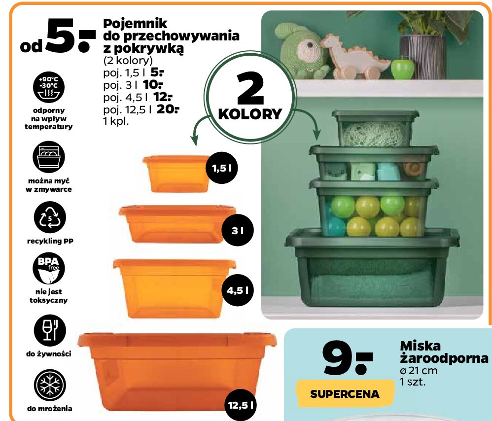 Pojemnik z pokrywk膮 1.5 l zielony promocja
