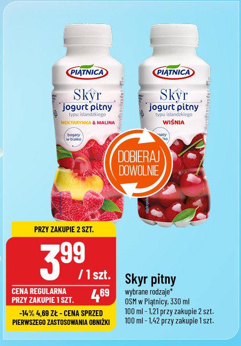 Jogurt wiśnia Piątnica skyr promocja