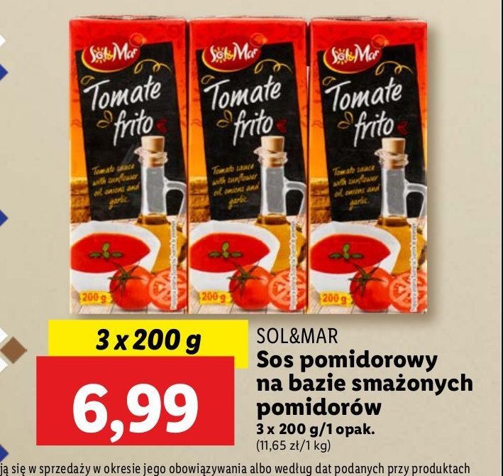 Sos pomidorowy na bazie smażonych pomidorów Sol&mar promocja