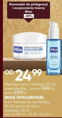 Krem intensywnie nawilżający Mixa Hyalurogel promocja w Super-Pharm