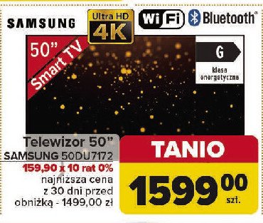 Telewizor 50" 50du7172 Samsung promocja w Carrefour