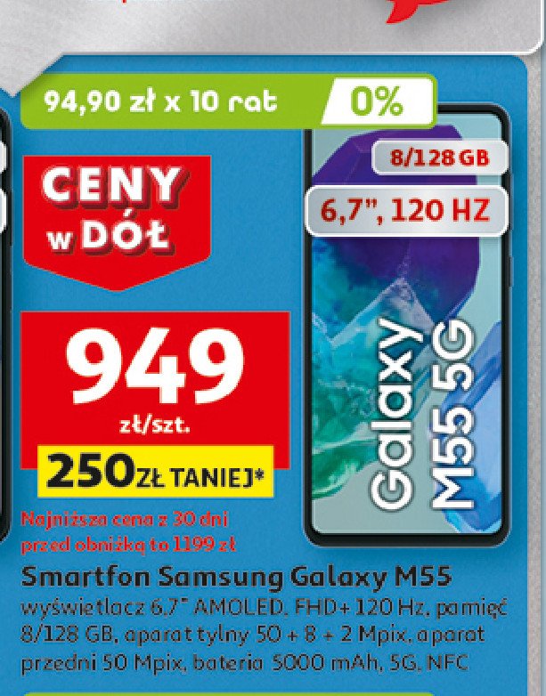 Smartfon m55 8/128gb Samsung galaxy promocja w Auchan