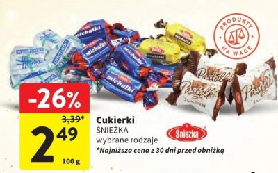 Cukierki Śnieżka wybrane rodzaje promocja w Intermarche