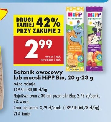 Baton jab艂ka-wanilia z ma艣lanymi ciasteczkami bio Hipp owocowy przyjaciel promocja