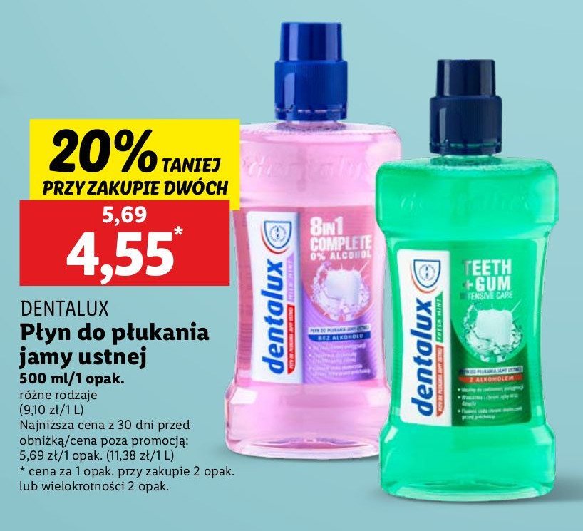 Płyn do płukania jamy ustnej 8in1 Dentalux promocja w Lidl