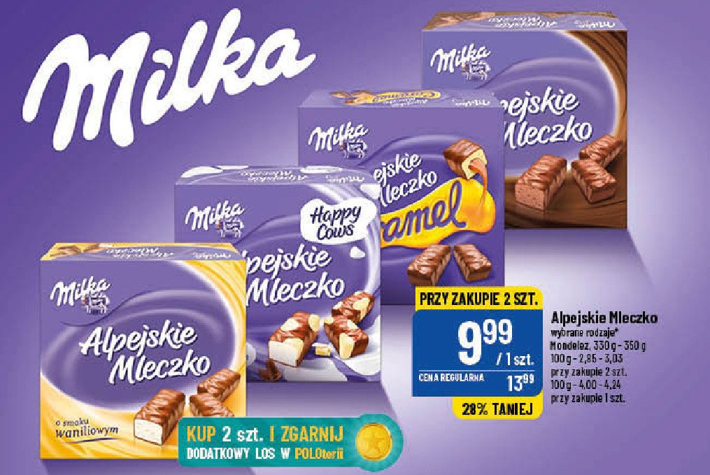 Czekoladki czekoladowe Milka alpejskie mleczko promocje