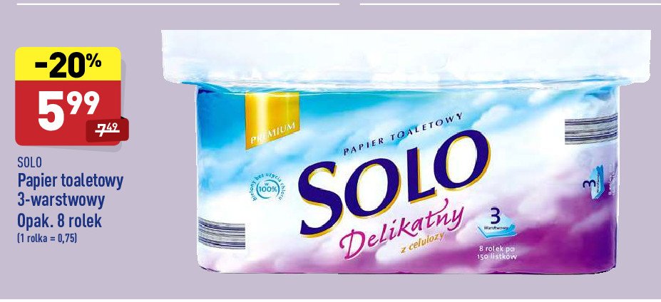 Papier toaletowy delikatny Solo (aldi) promocja