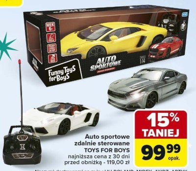 Auto sportowe zdalnie sterowane Toys For Boys promocja w Carrefour