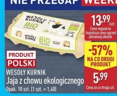 Jaja z chowu ekologicznego 10 szt. promocja w Aldi