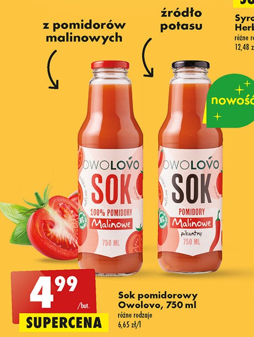 Sok pomidory - malina Owolovo promocja