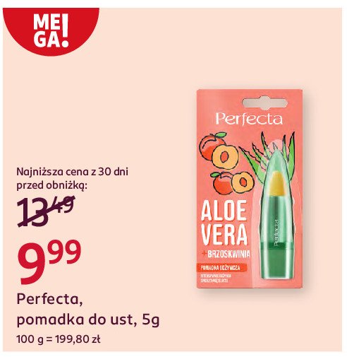 Pomadka odżywcza do ust z aloesem i brzoskwinią Perfecta promocja w Rossmann