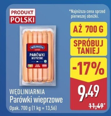 Parówki wieprzowe promocja w Aldi