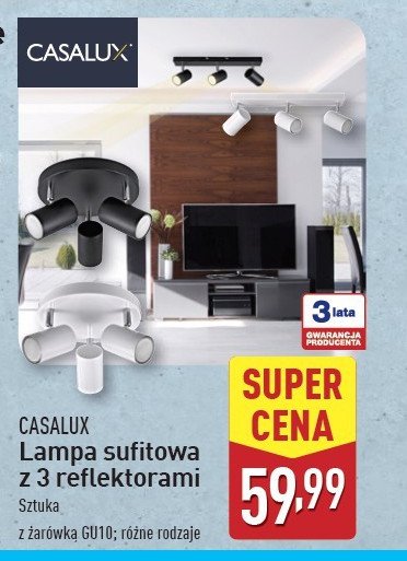 Lampa sufitowa z 3 reflektorami biała Casalux promocja