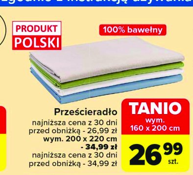 Prześcieradło 200 x 220 cm promocja