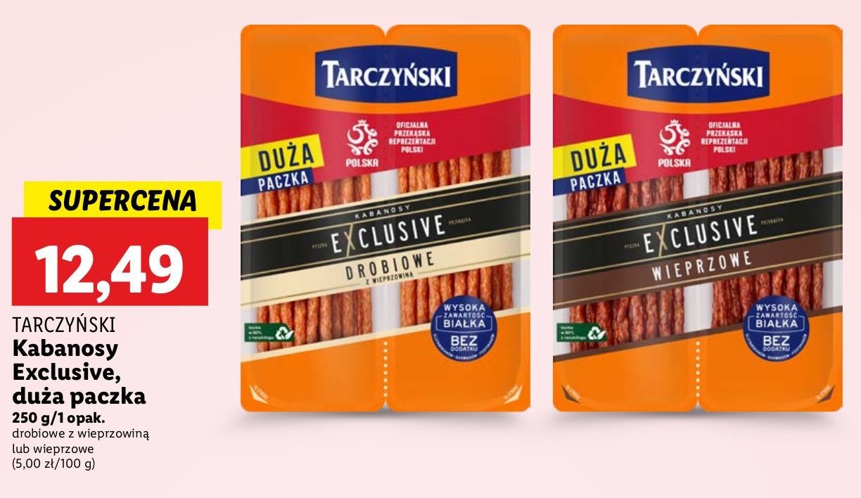 Kabanosy drobiowe Tarczyński kabanos exclusive promocja w Lidl