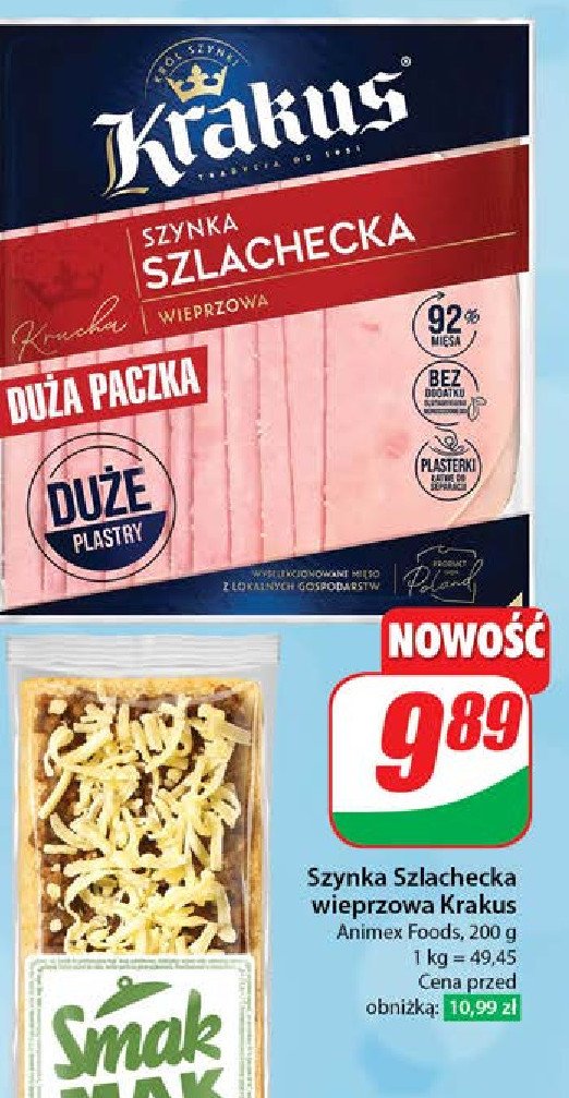 Szynka szlachecka wieprowa Krakus animex promocja w Dino