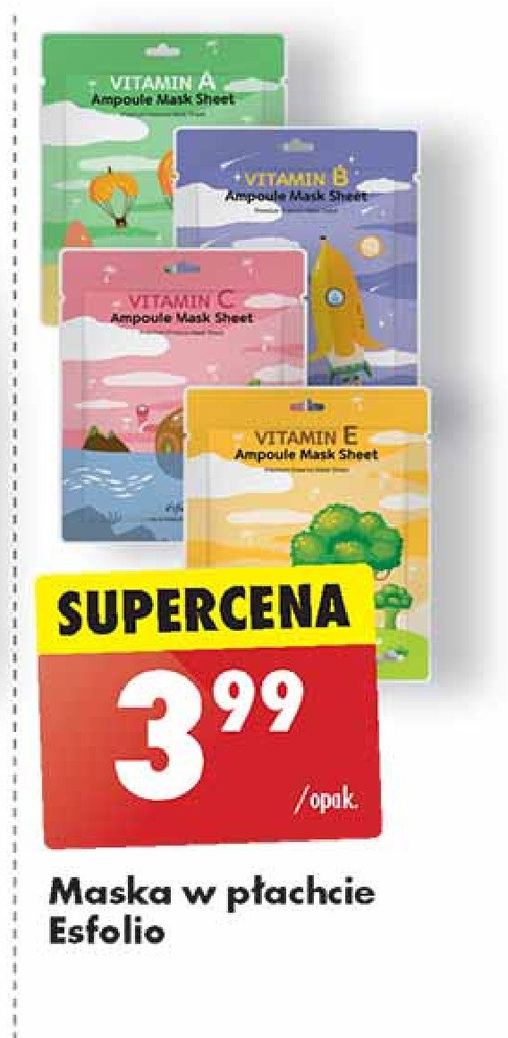 Maska w płachcie vitamina e Esfolio promocja w Biedronka