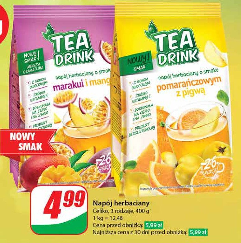 Herbata o smaku pomarańczowym z pigwą CELIKO NATURA TEA DRINK promocja