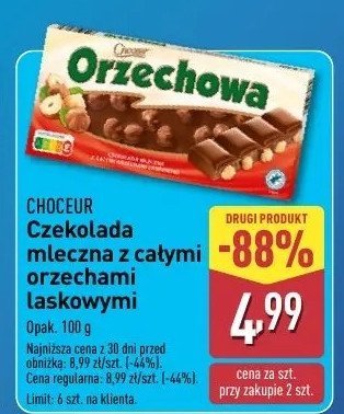 Czekolada mleczna z ca艂ymi orzechami laskowymi Choceur promocja