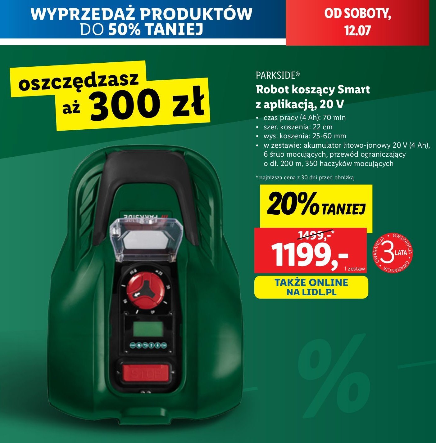 Robot koszący 20 v Parkside promocja