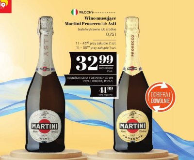 Wino musujące Martini Prosecco lub Asti białe/wytrawne lub słodkie promocja w POLOmarket