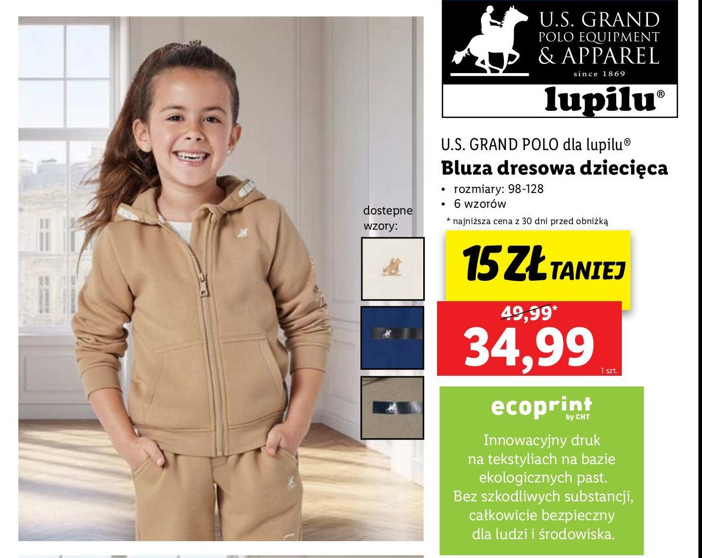 Bluza dresowa 98-128 Us grand polo promocja w Lidl