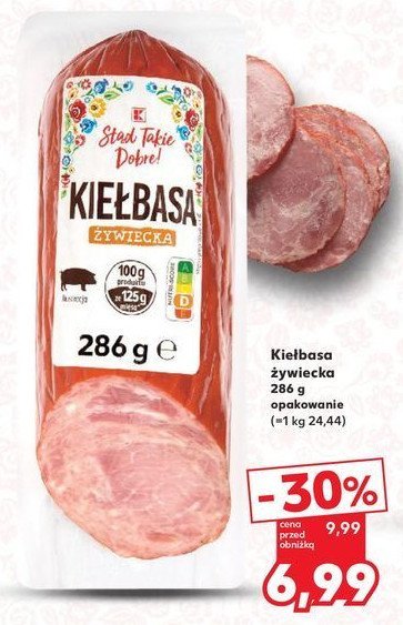 Kiełbasa żywiecka K-classic stąd takie dobre! promocja w Kaufland