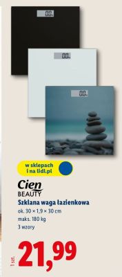 Szklana waga łazienkowa Cien Beauty promocja w Lidl