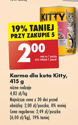 Karma dla kota z wołowiną i wątróbką Kitty promocja w Biedronka