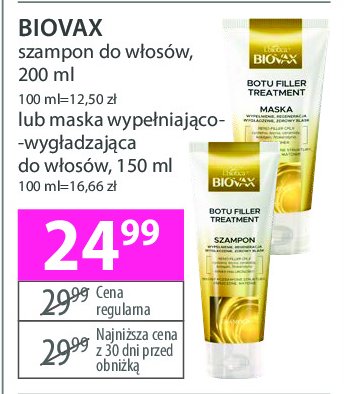 Maska do włosów wypełniająco-wygładzająca Biovax botu filler treatment promocja