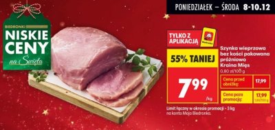 Szynka wieprzowa bez kości pakowana próżniowo  promocja w Biedronka