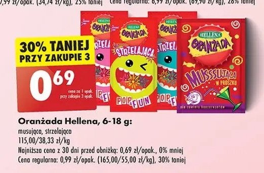 Oranżada w proszku strzelająca żółta Hellena oranżada promocja