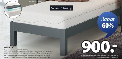 Materac piankowy WELLPUR KVITA promocja w Jysk