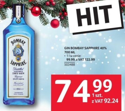 Gin Bombay Sapphire 40% 700 ml promocja w Selgros