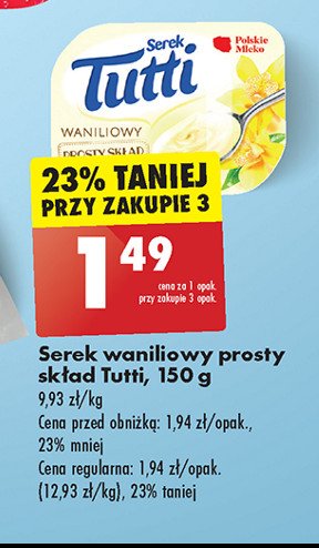 Serek waniliowy prosty skład Tutti promocja