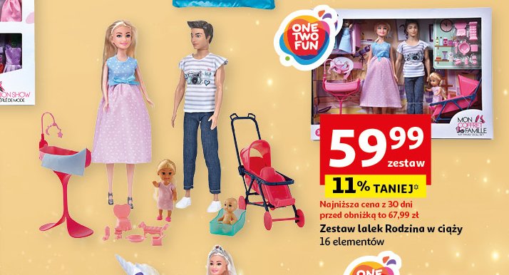 Zestaw lalek rodzina w ciąży One two fun promocja w Auchan