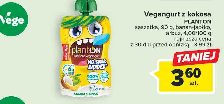 Vegangurt w saszetce banan i jabłko Planton (żywność) promocja