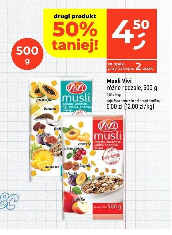 Musli owsiane tropikalne owoce Vivi promocja