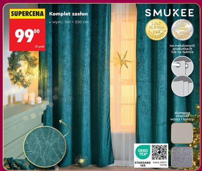 Komplet zasłon Smukee promocja w Biedronka