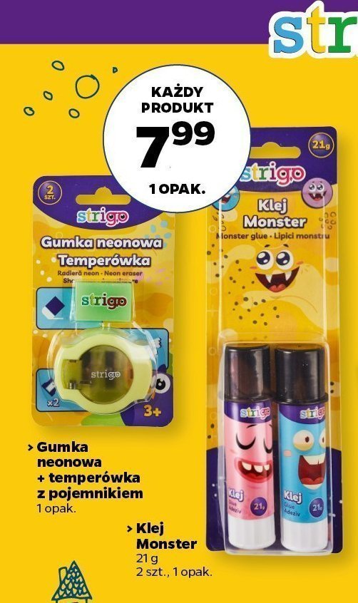 Gumka neonowa + temperówka Strigo promocja