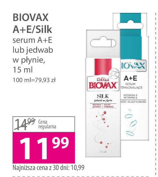 Serum do włosów a+e Biovax promocja