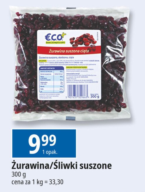 Zurawina suszona Eco+ promocja w Leclerc