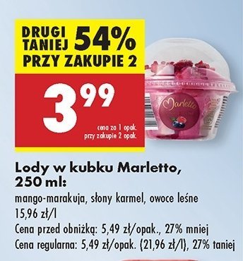 Lody w kubku owoce le艣ne Marletto promocja