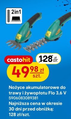 Nożyce akumulatorowe do trawy i żywopłotu Flo 3,6 V promocja w Castorama