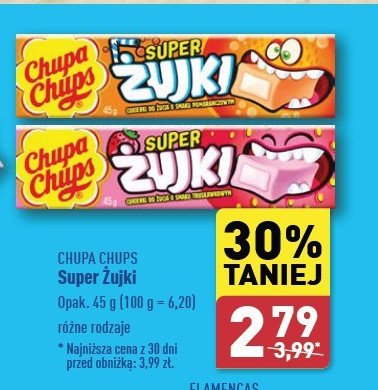 Cukierki do żucia o smaku pomarańczowym CHUPA CHUPS SUPER ŻUJKI promocja