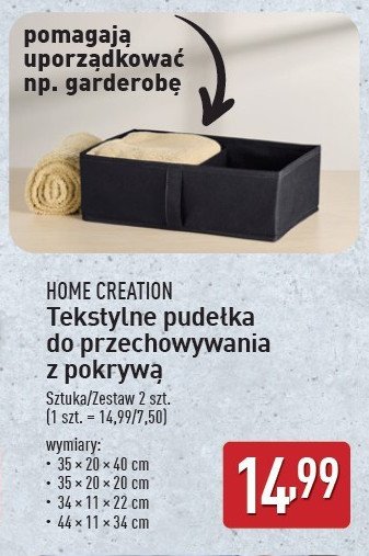 Pudełko tekstylne 40 x 35 x 40 cm Home creation promocja w Aldi