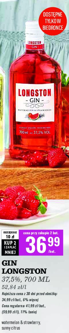 Gin cranberry Longston promocja w Biedronka
